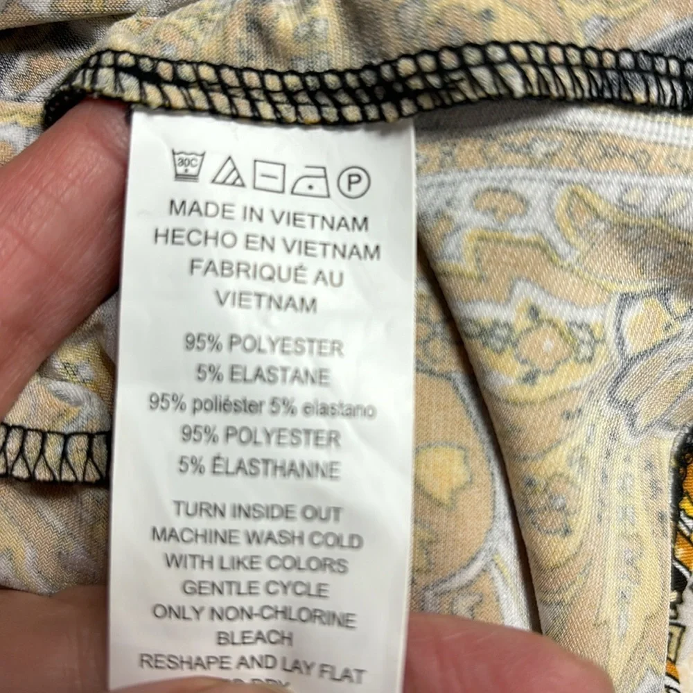 - Michael Kors Women Shirt Top Medium Yellow Black  Open Shoulder Marigold J